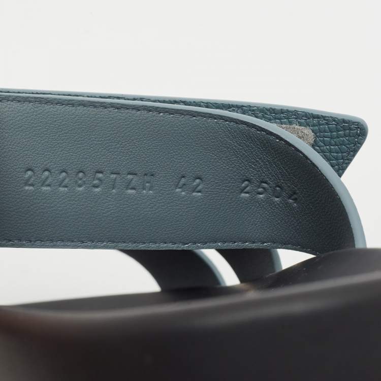 Hermes Chypre Size 42 Blue Leather Flat Sandals