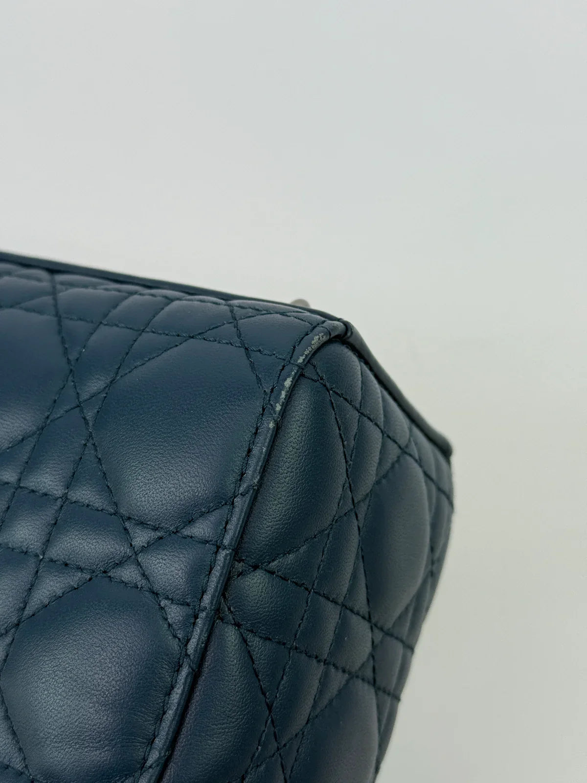 CHRISTIAN DIOR LADY DIOR SMALL BAG IN DENIM BLUE WITH SILVER HARDWARE