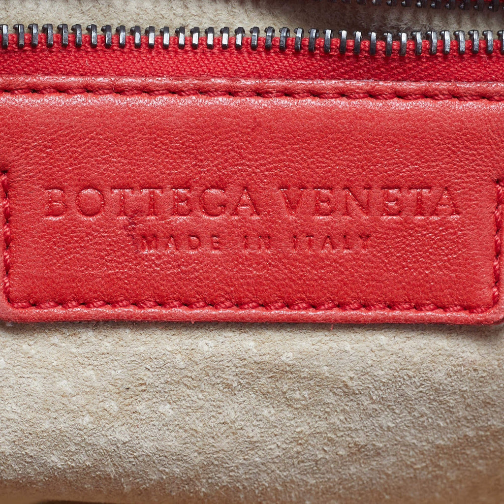 Bottega Veneta Veneta Ruffle Red Perforated Leather Hobo