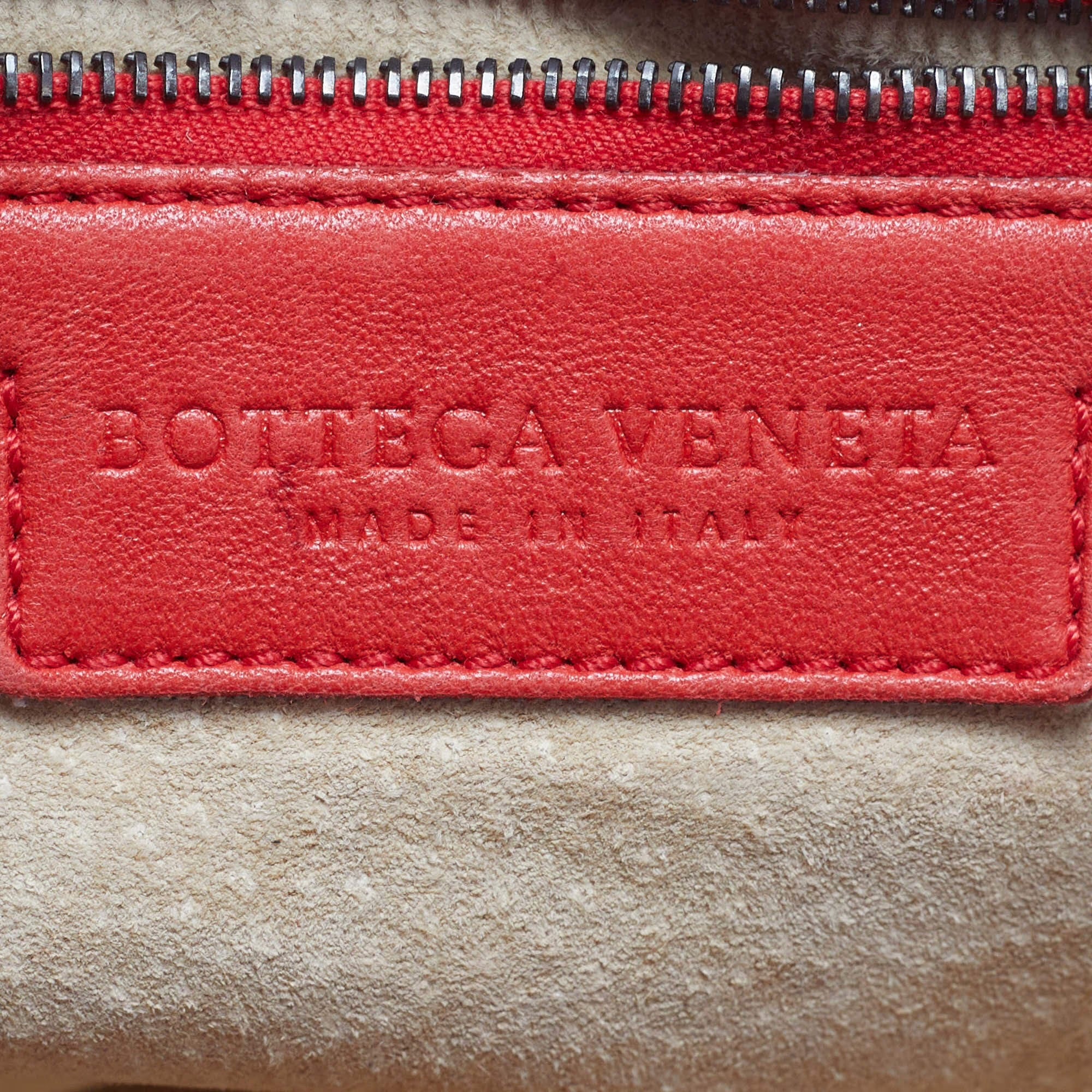 Bottega Veneta Veneta Ruffle Red Perforated Leather Hobo
