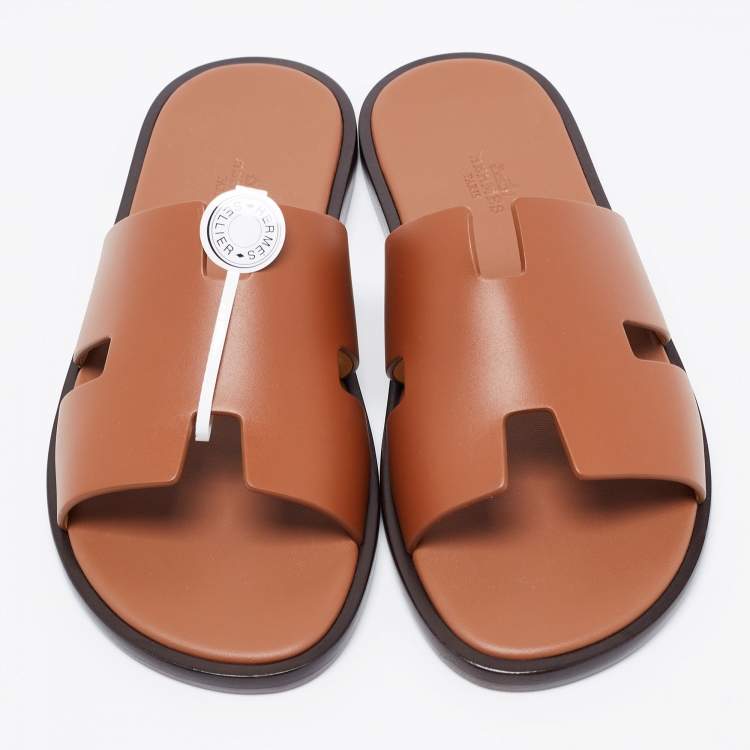 Hermes Brown Leather Izmir Sandals Size 39