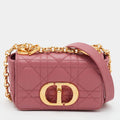 Dior Caro Micro Pink Cannage Leather Crossbody Bag