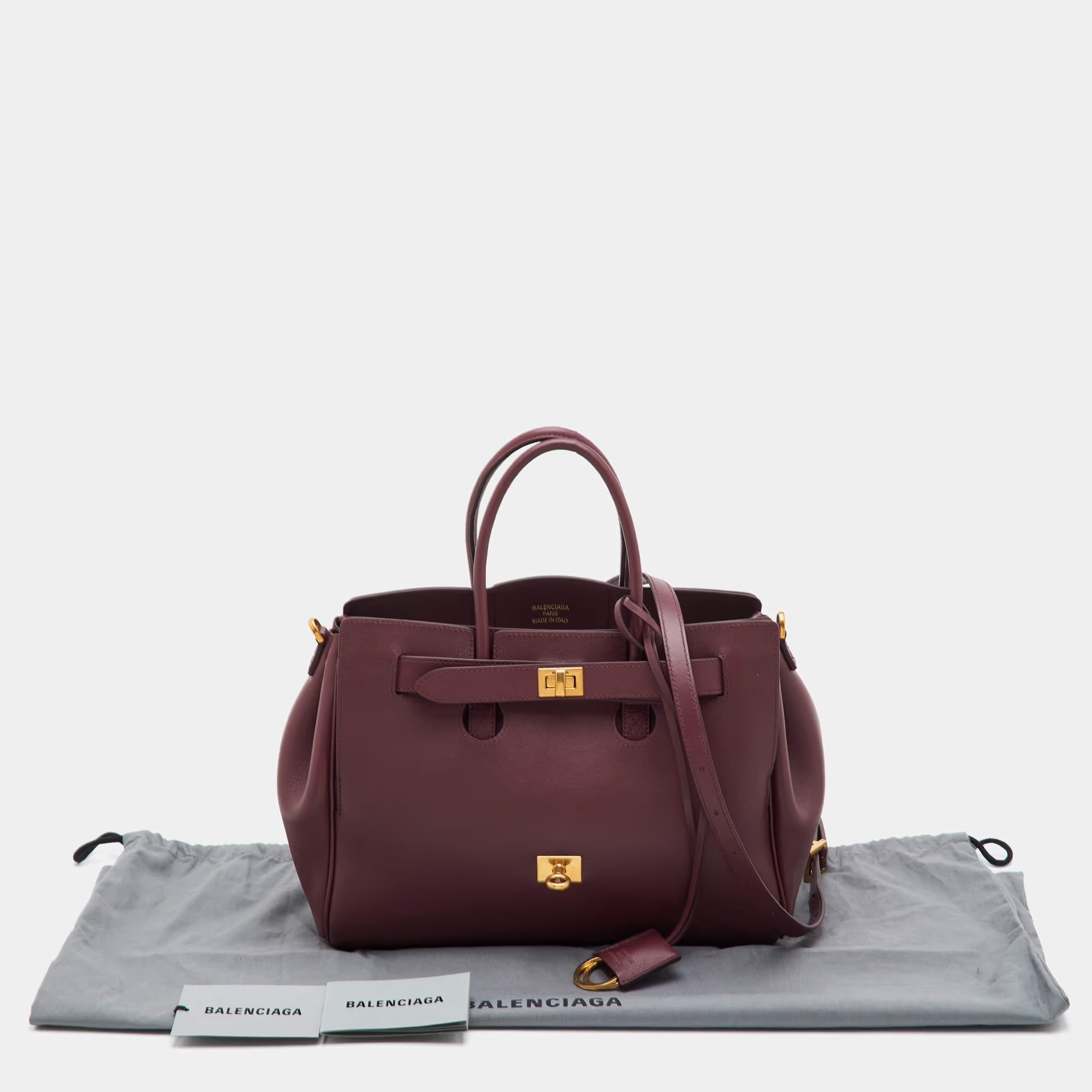 Balenciaga Bel Air Small Burgundy Leather Tote