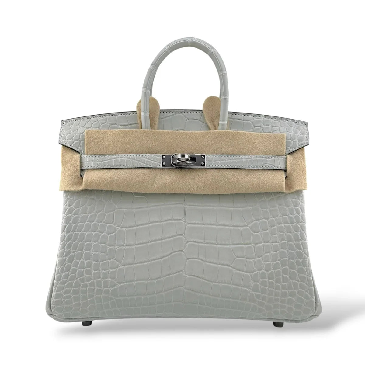 Hermes Birkin 25 Gris Neve Retourne Matte Alligator PHW