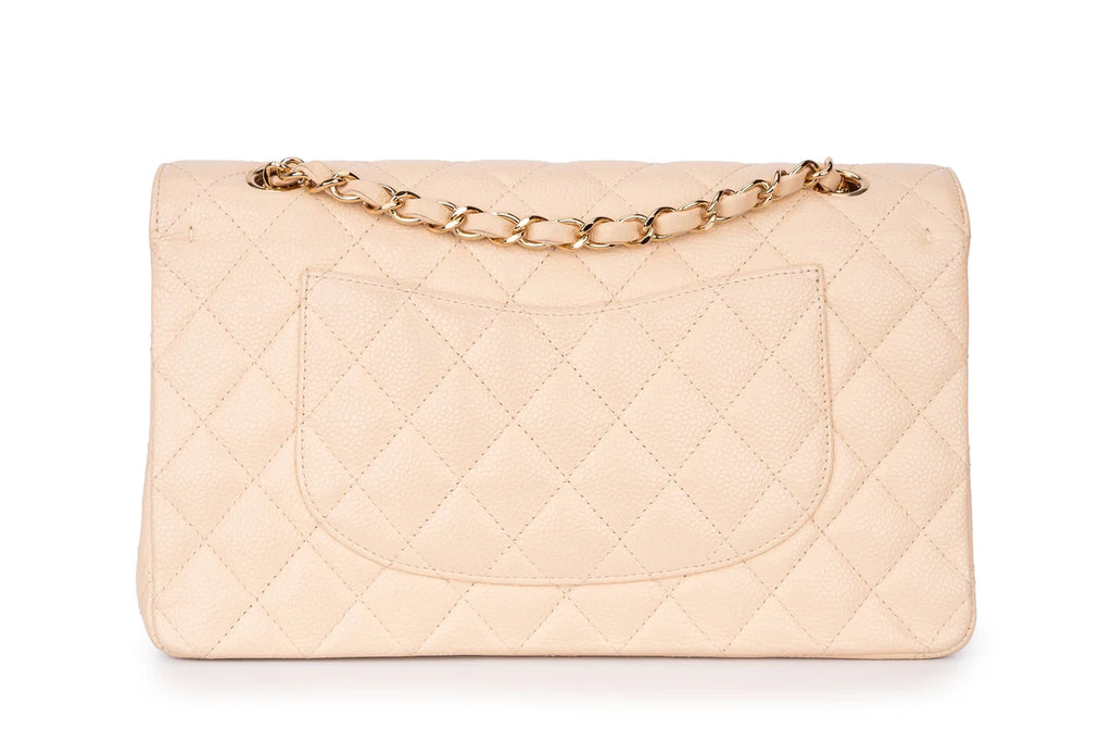 Chanel Med Classic Flap Caviar Beige GHW