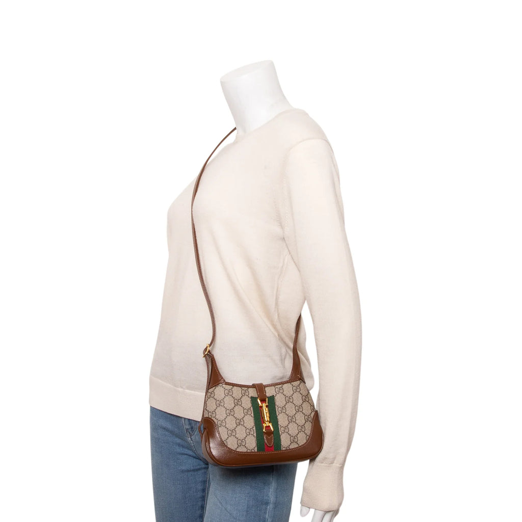 Gucci GG Supreme Monogram Azalea Calfskin Web Mini Jackie 1961