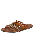 Hermes Brown Suede D'ancre Chaine Flat Slide Sandals Size 38