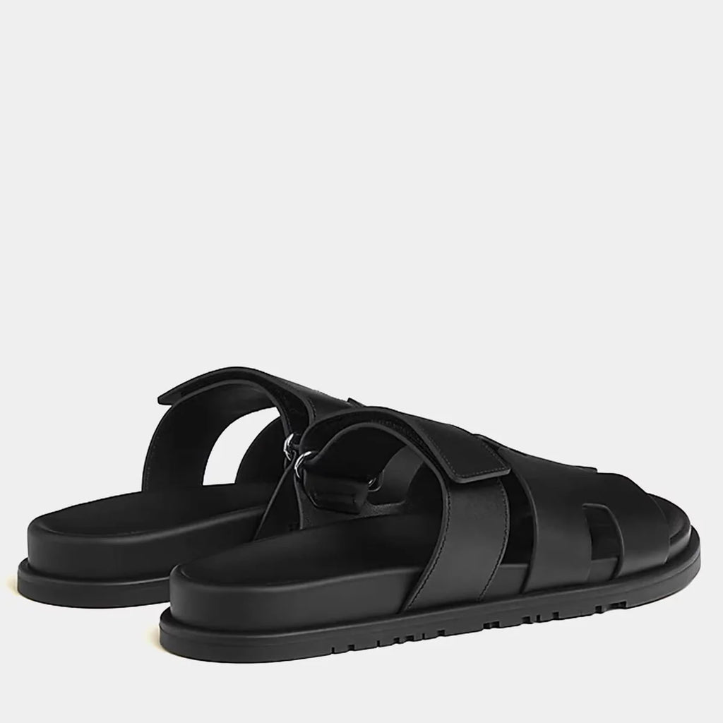 Hermes Chypre Sandal Size 42 Noir Calfskin