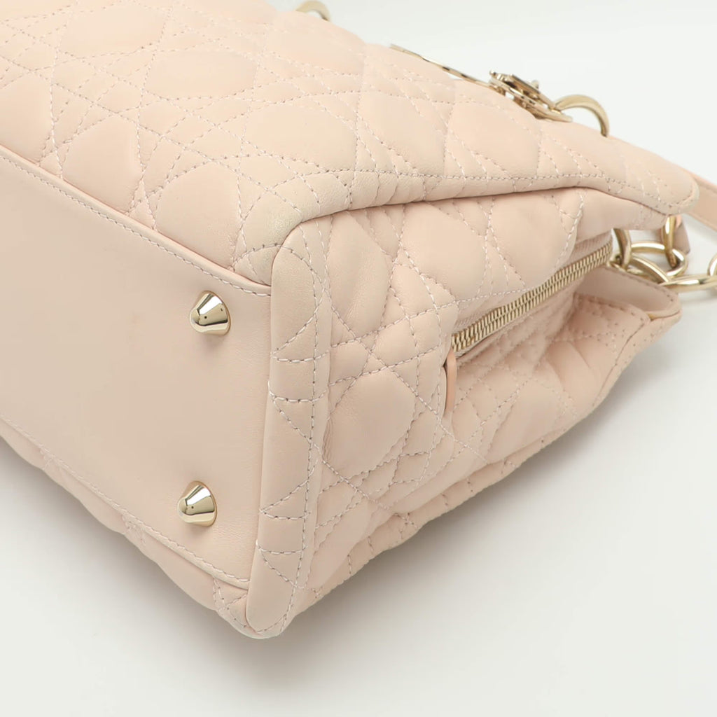 Dior Soft Beige Cannage Quilted Leather Tote