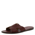 Hermes Maroon Leather Izmir Sandals Size 42