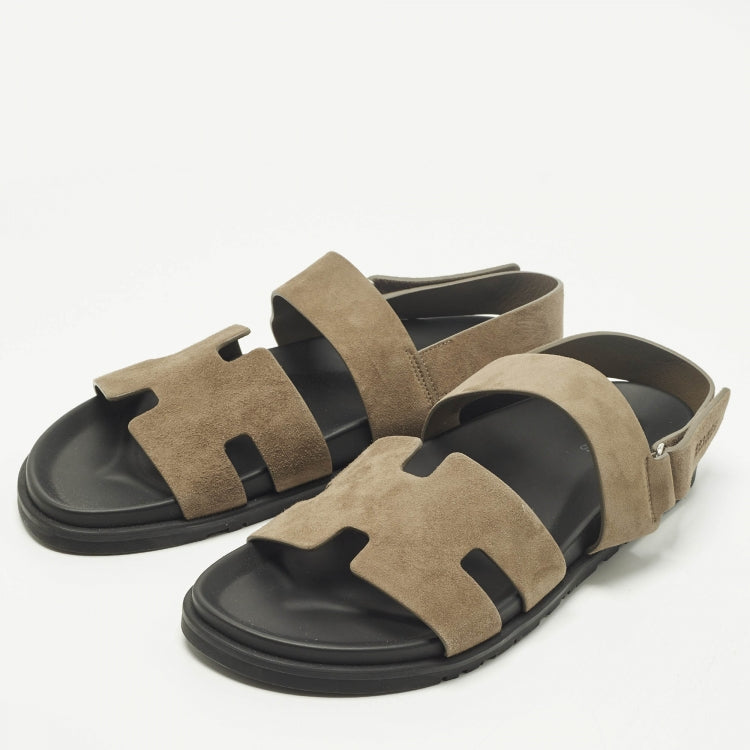 Hermes Genius Size 40 Brown Suede Flat Sandals