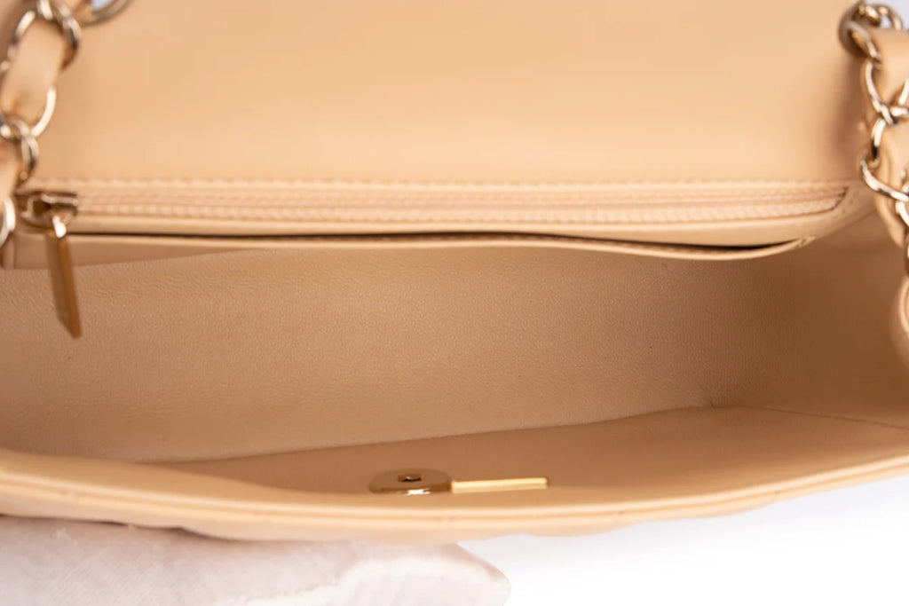 Chanel Mini Rectangle Flap Lambskin Beige LGHW