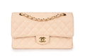 Chanel Med Classic Flap Caviar Beige GHW