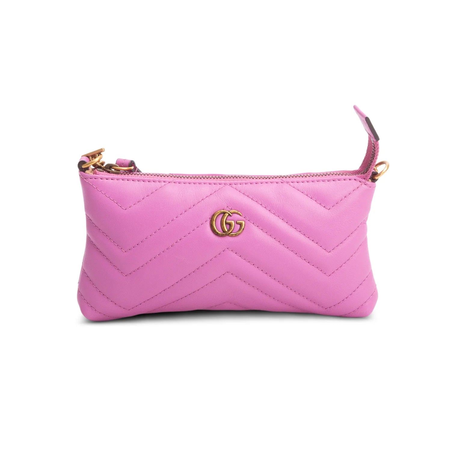 Gucci Purple Calfskin Matelasse Mini GG Marmont Chain Bag