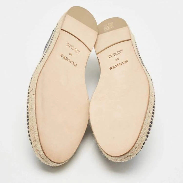 Hermes Navy Blue Leather Trip Espadrilles Size 46