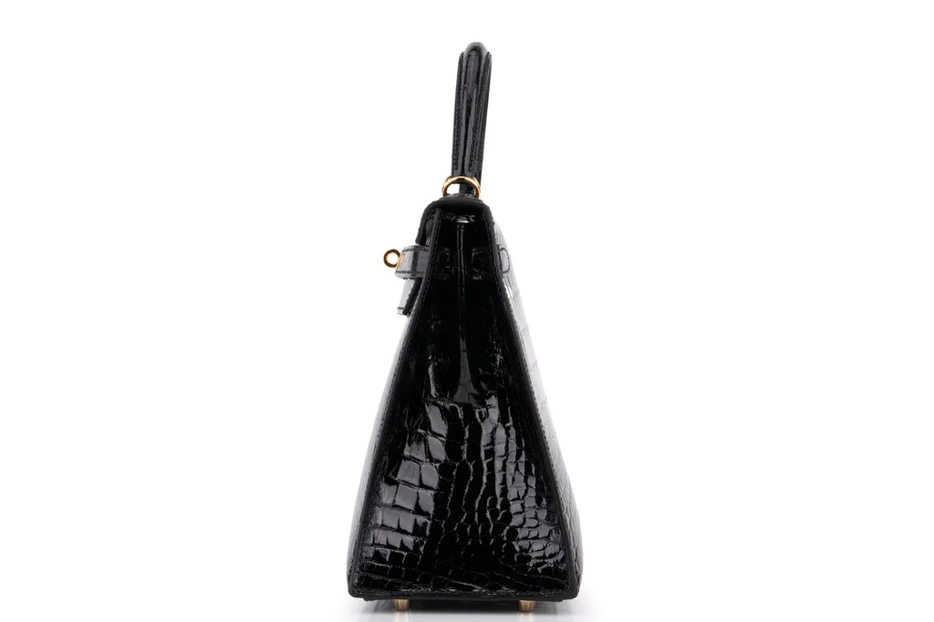 Hermès Kelly 28 Shiny Alligator Mississippiensis Noir GHW