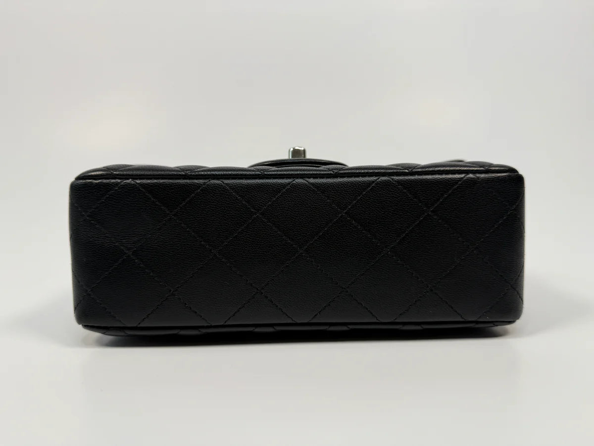 CHANEL MINI RECTANGLE IN BLACK LAMBSKIN SILVER HARDWARE