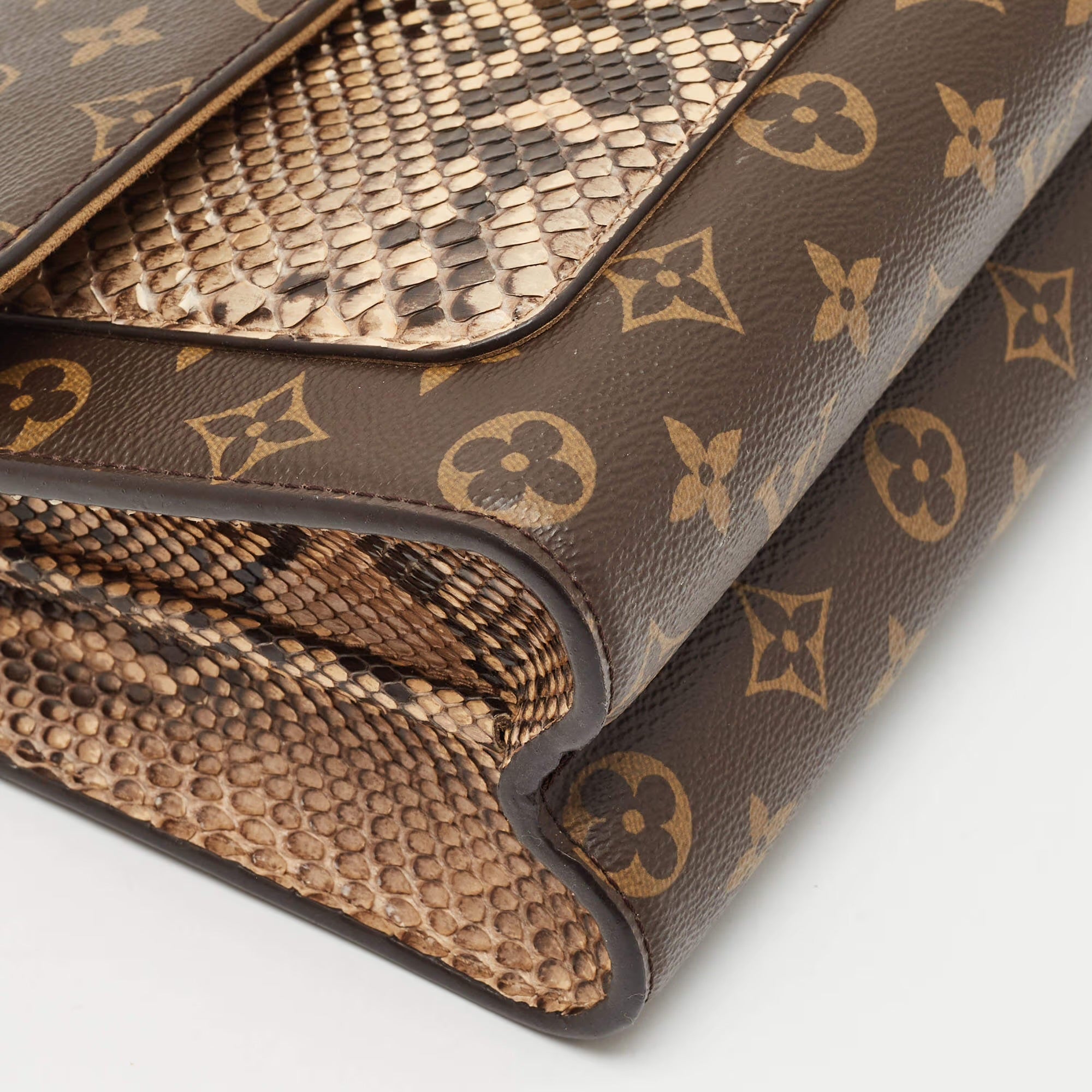 Louis Vuitton Victoire Brown Python and Monogram Canvas Shoulder Bag