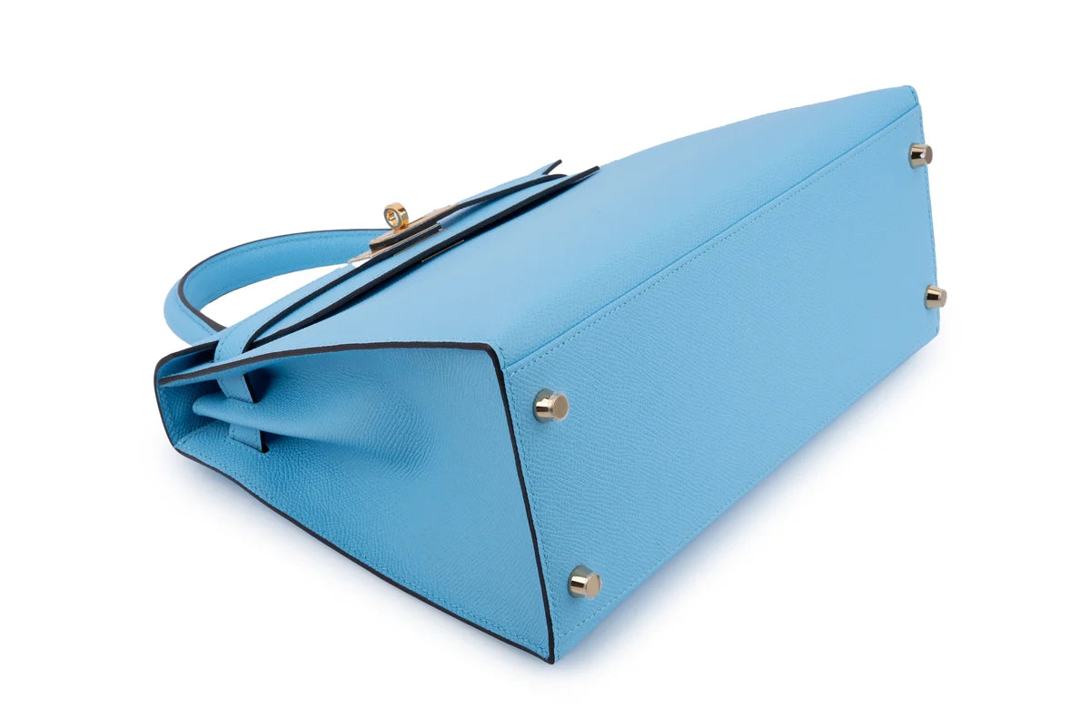 Hermès Kelly 28 Epsom Blue Celeste GHW