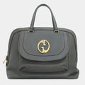 Gucci Grey Leather 1973 Top Handle Oversized Travel Bag