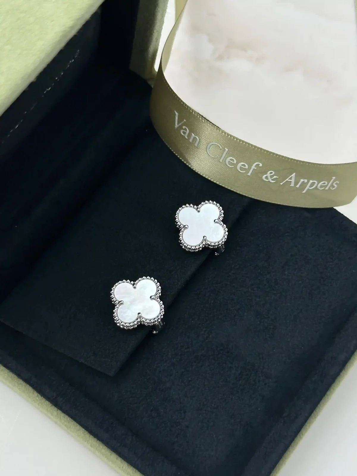 Van Cleef And Arpels Vintage Alhambra Earrings White Mother Of Pearl