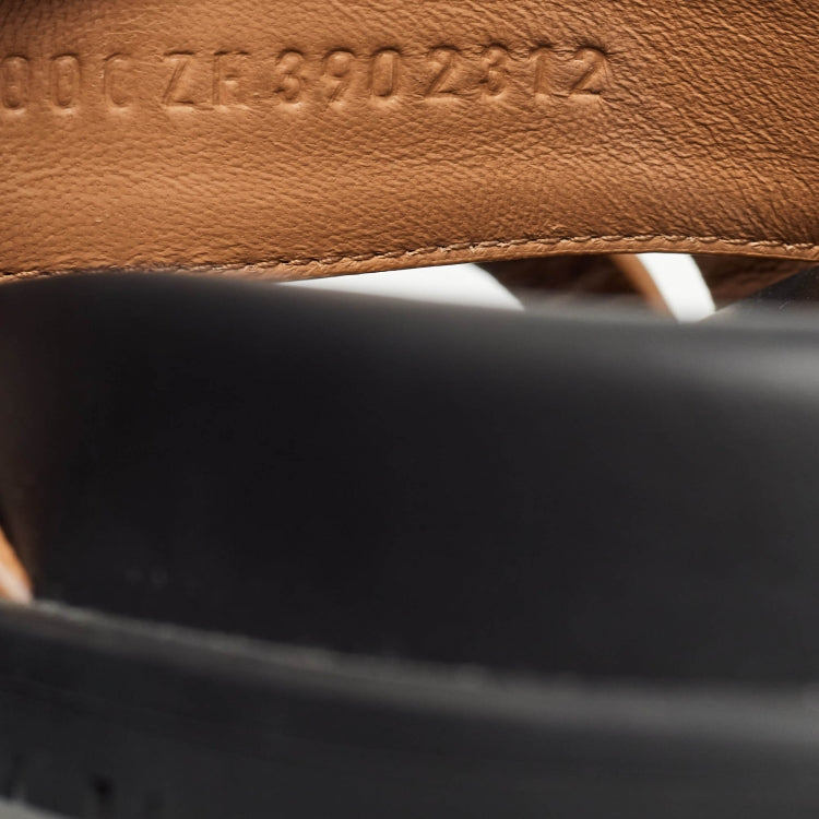 Hermes Brown Leather Chypre Flat Slides Size 39