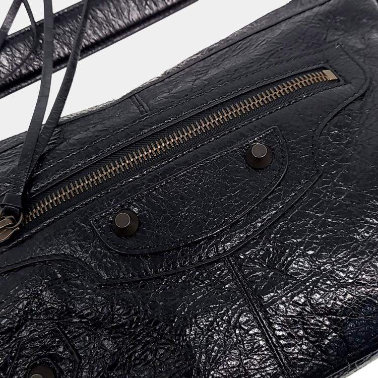 Balenciaga Black Leather Le City Moto Small
