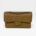 CHANEL SMALL CLASSIC DOUBLE FLAP IN BEIGE CAVIAR LEATHER WITH GOLD HARDWARE