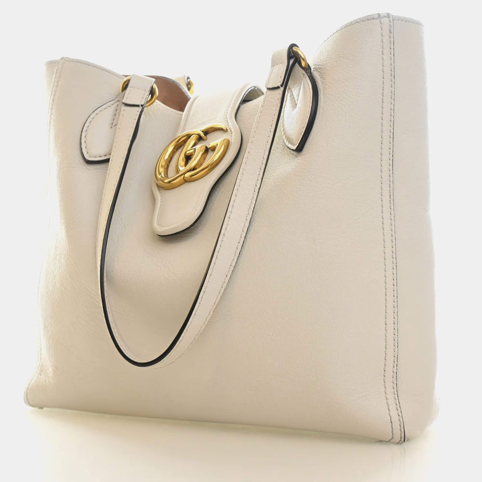 Gucci Dahlia Small Mystic White Calfskin Leather Tote Bag