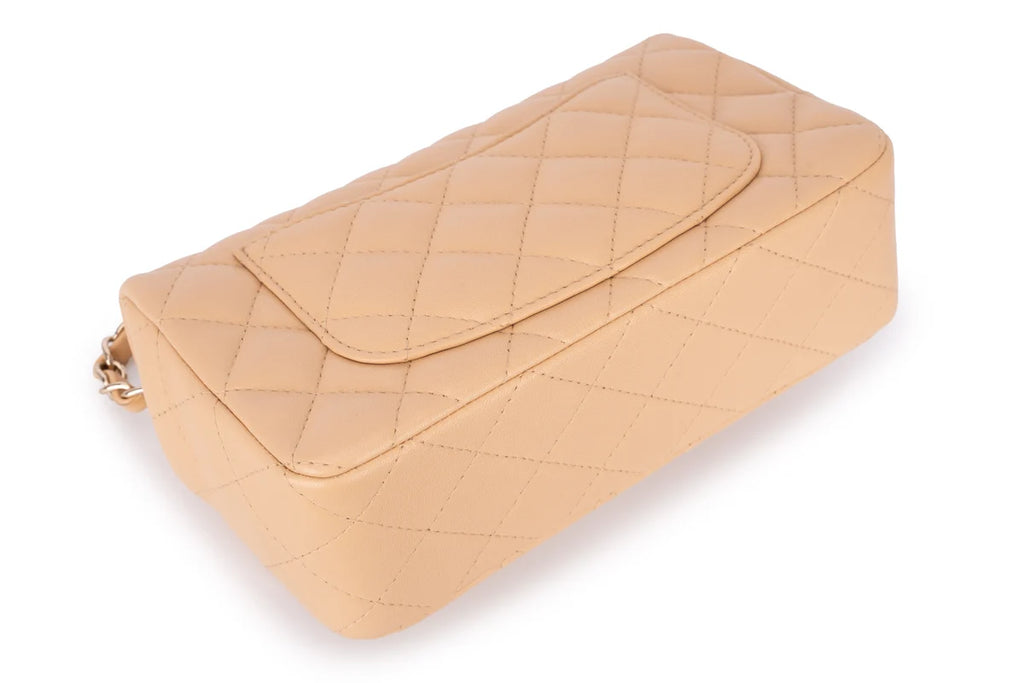 Chanel Mini Rectangle Flap Lambskin Beige LGHW