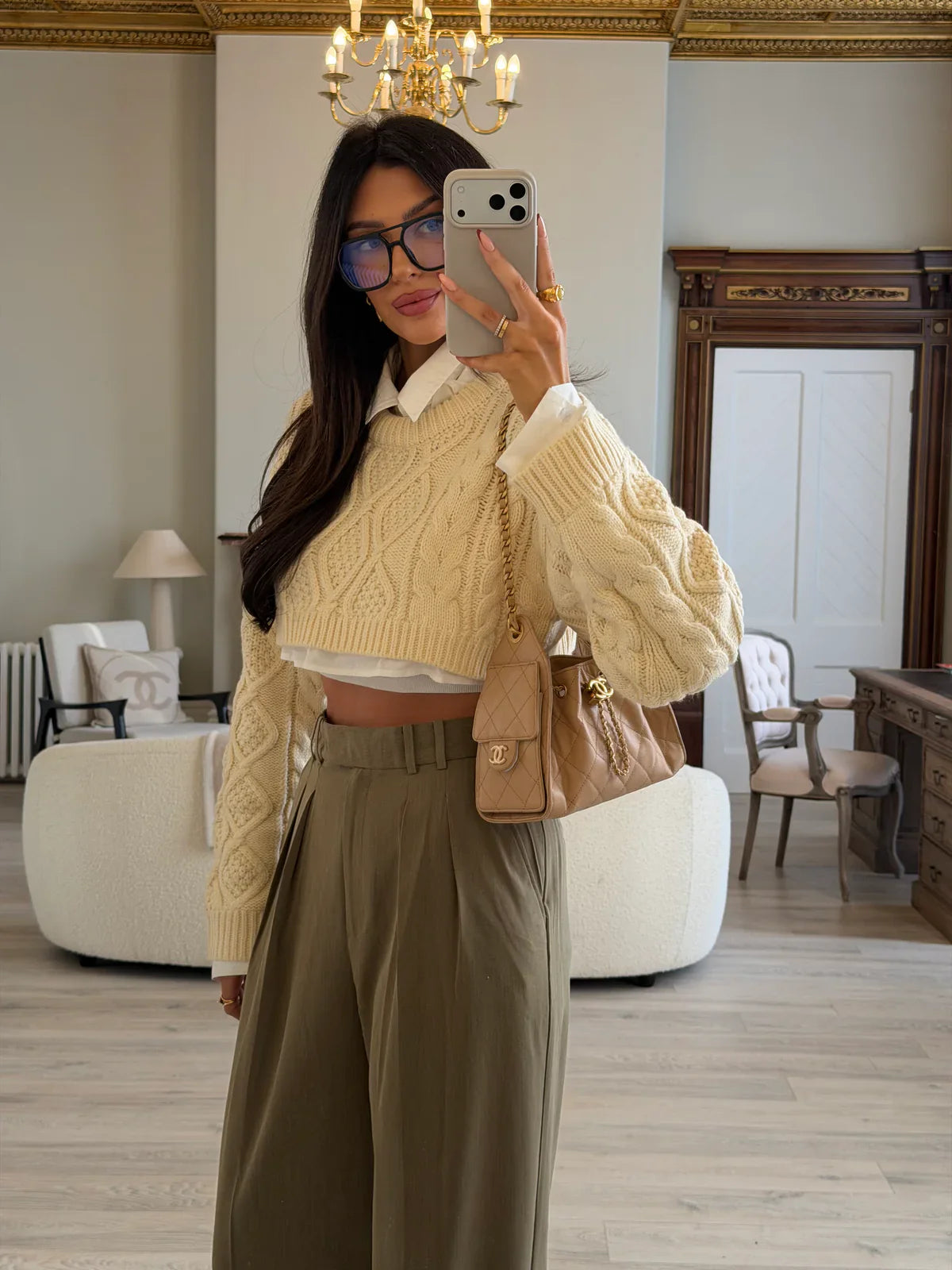CHANEL 25 MICRO IN BEIGE CAVIAR LEATHER WITH GOLD HARDWARE