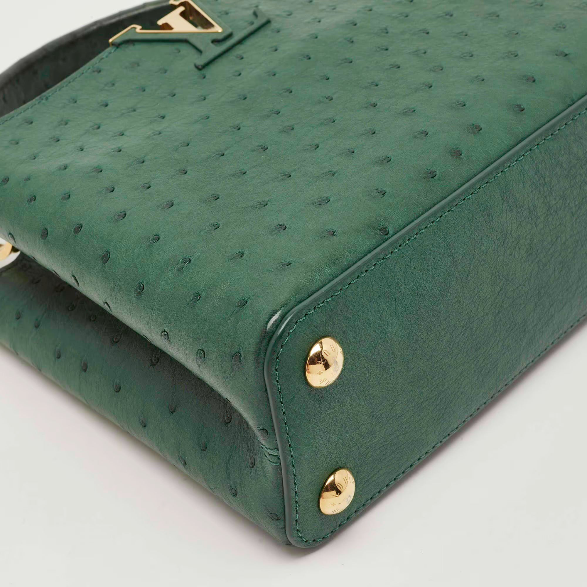 Louis Vuitton Capucines BB Green Ostrich Top Handle Bag