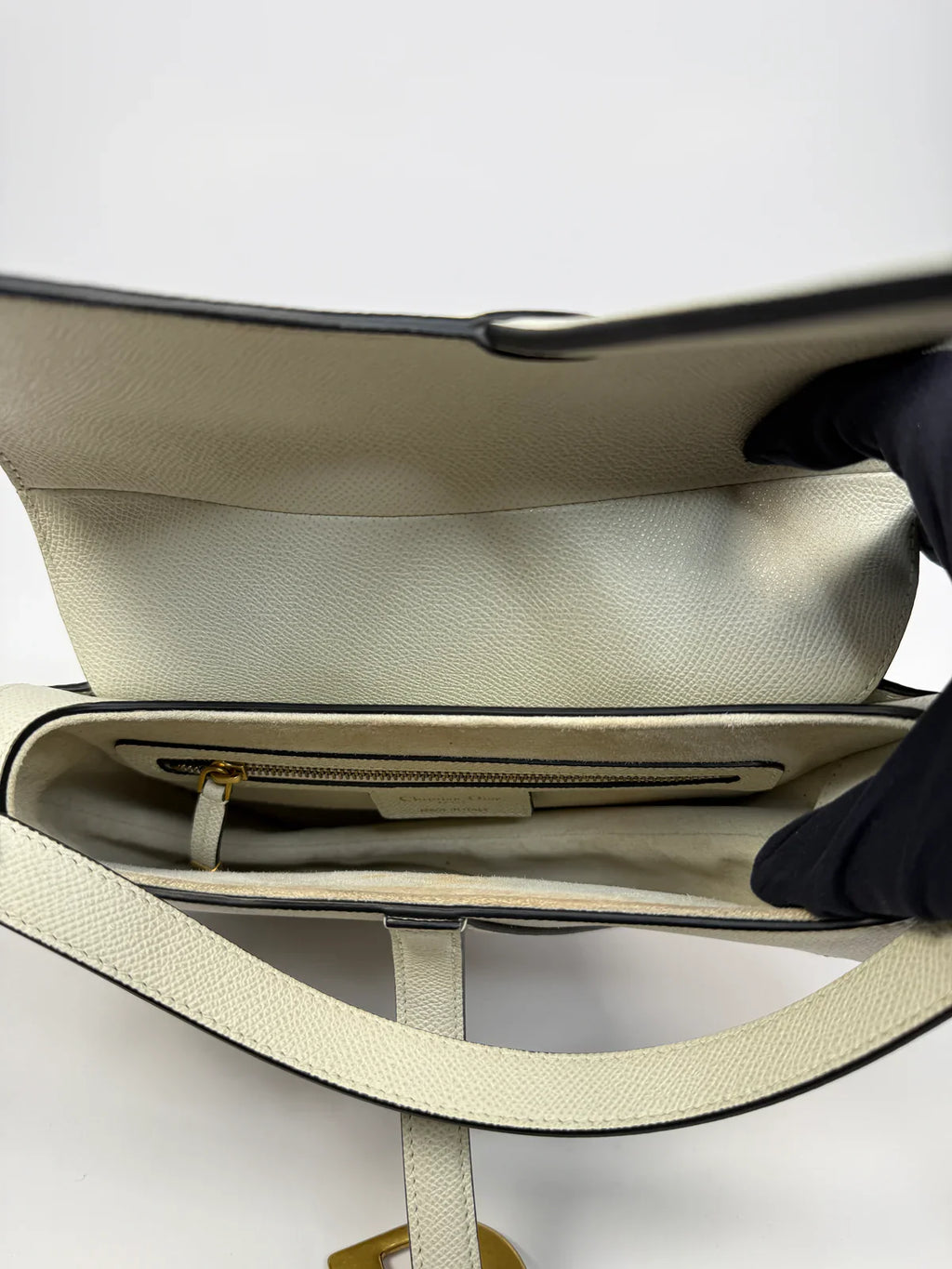 CHRISTIAN DIOR SADDLE BAG IN LATTE WITH GOLD HARDWARE