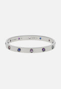 Cartier Love 18k White Gold Multi Gemstone Size 16 Bangle Bracelet