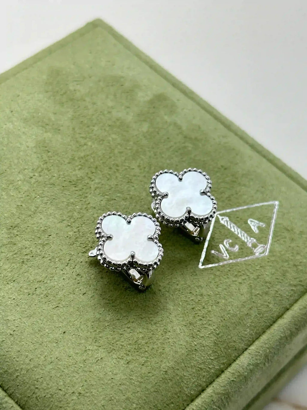 Van Cleef And Arpels Vintage Alhambra Earrings White Mother Of Pearl