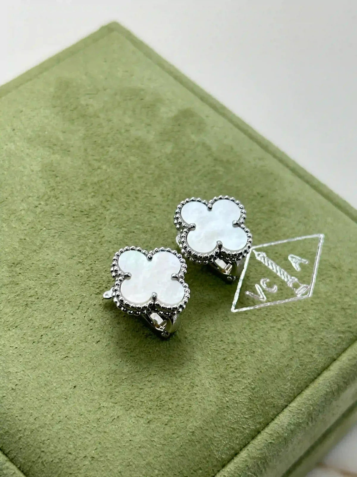 Van Cleef And Arpels Vintage Alhambra Earrings White Mother Of Pearl