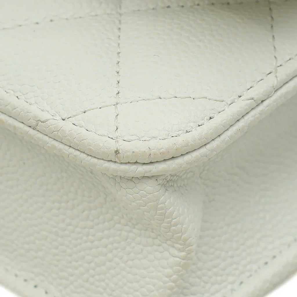 Chanel CC Classic Wallet on Chain White