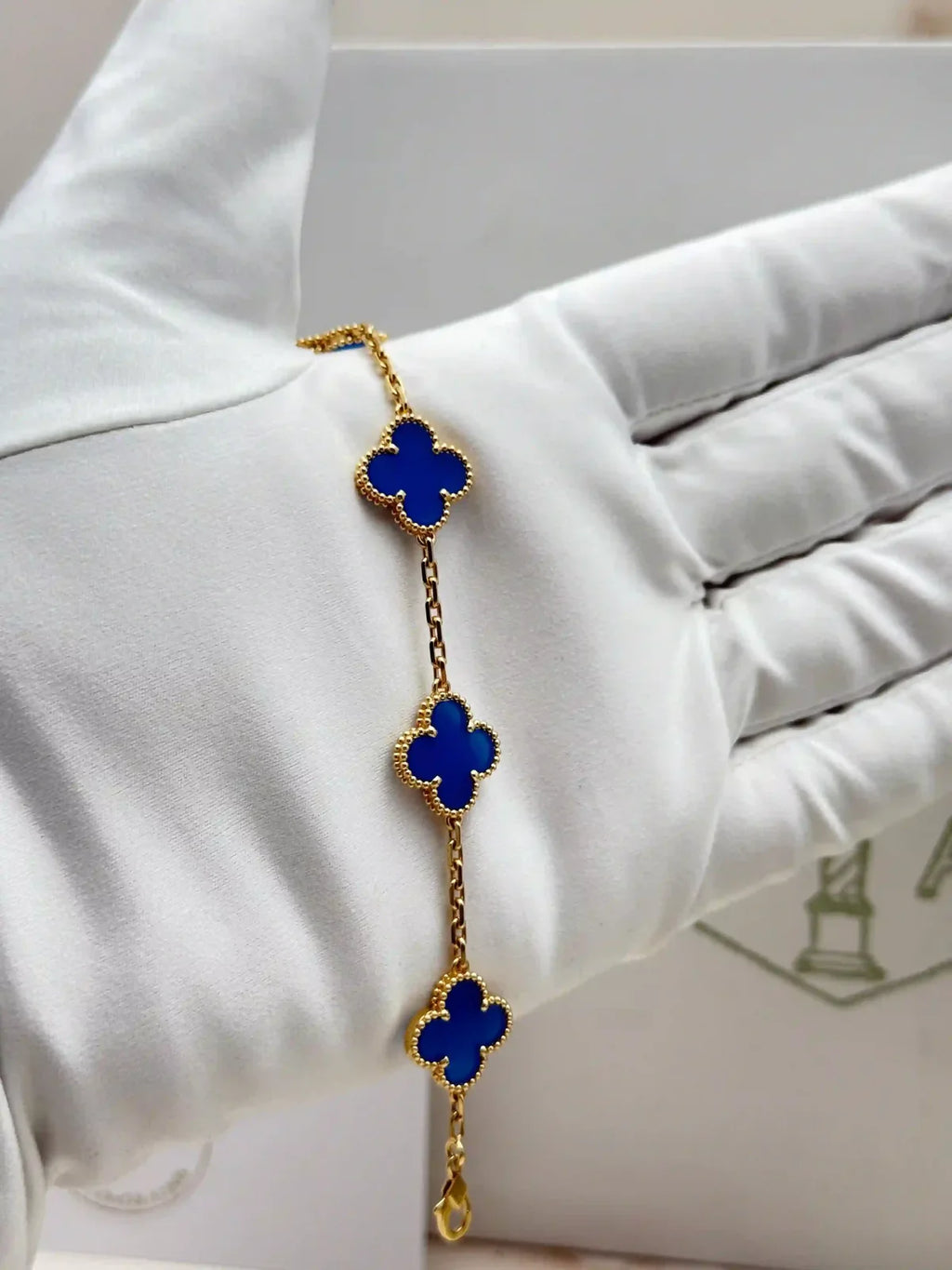 Van Cleef And Arpels Vintage Alhambra Bracelet 5 Motifs Blue Agate