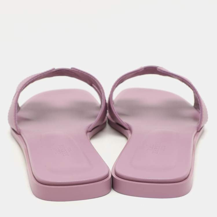 Hermes Bruyère Leather Oran Flat Sandals Size 41.5