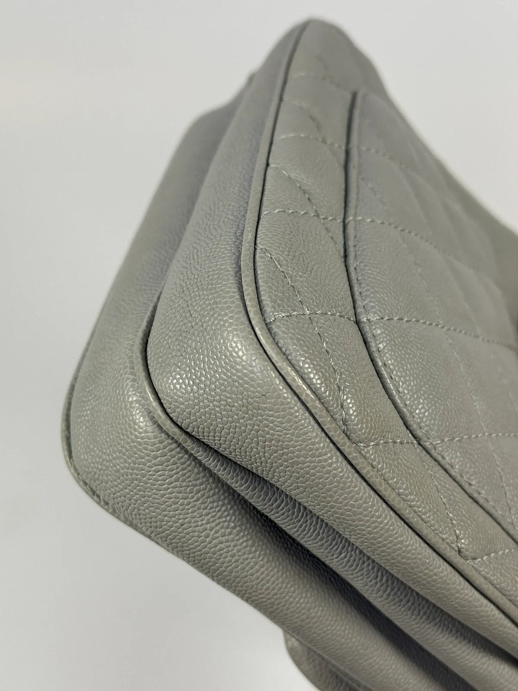 CHANEL MINI FLAP BAG IN GLACIER GREY CAVIAR LEATHER WITH SILVER HARDWARE
