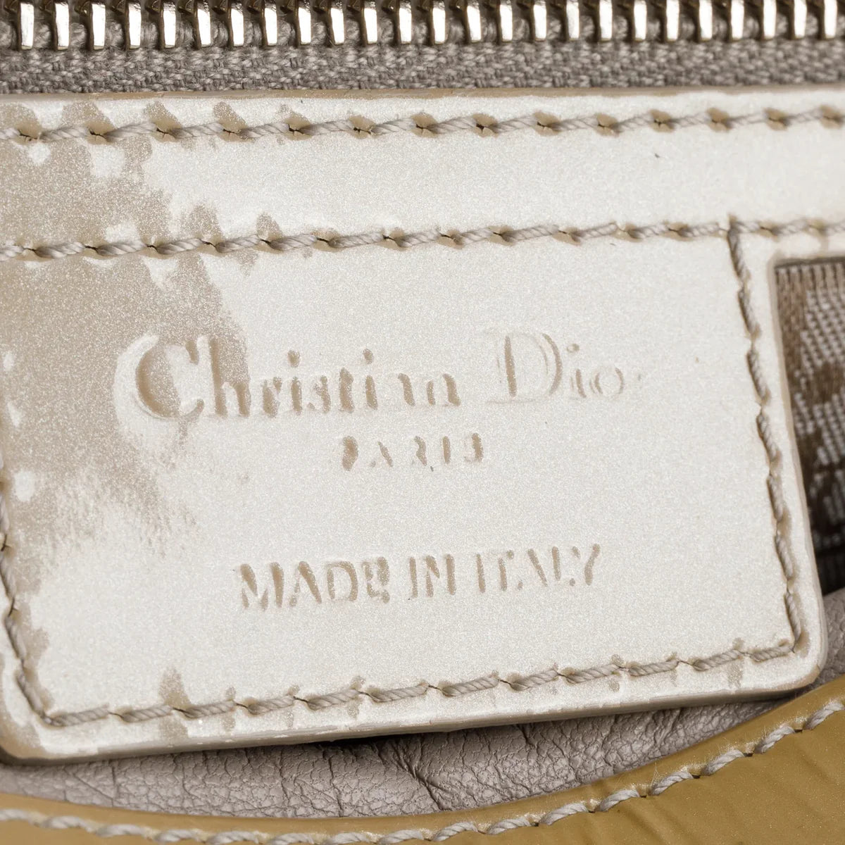 Christian Dior Beige Cannage Patent Leather Large Lady Dior