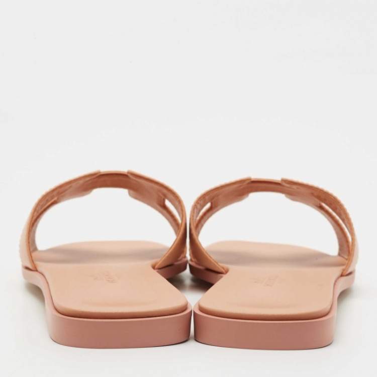Hermes Pink Leather Oran Sandals Size 38