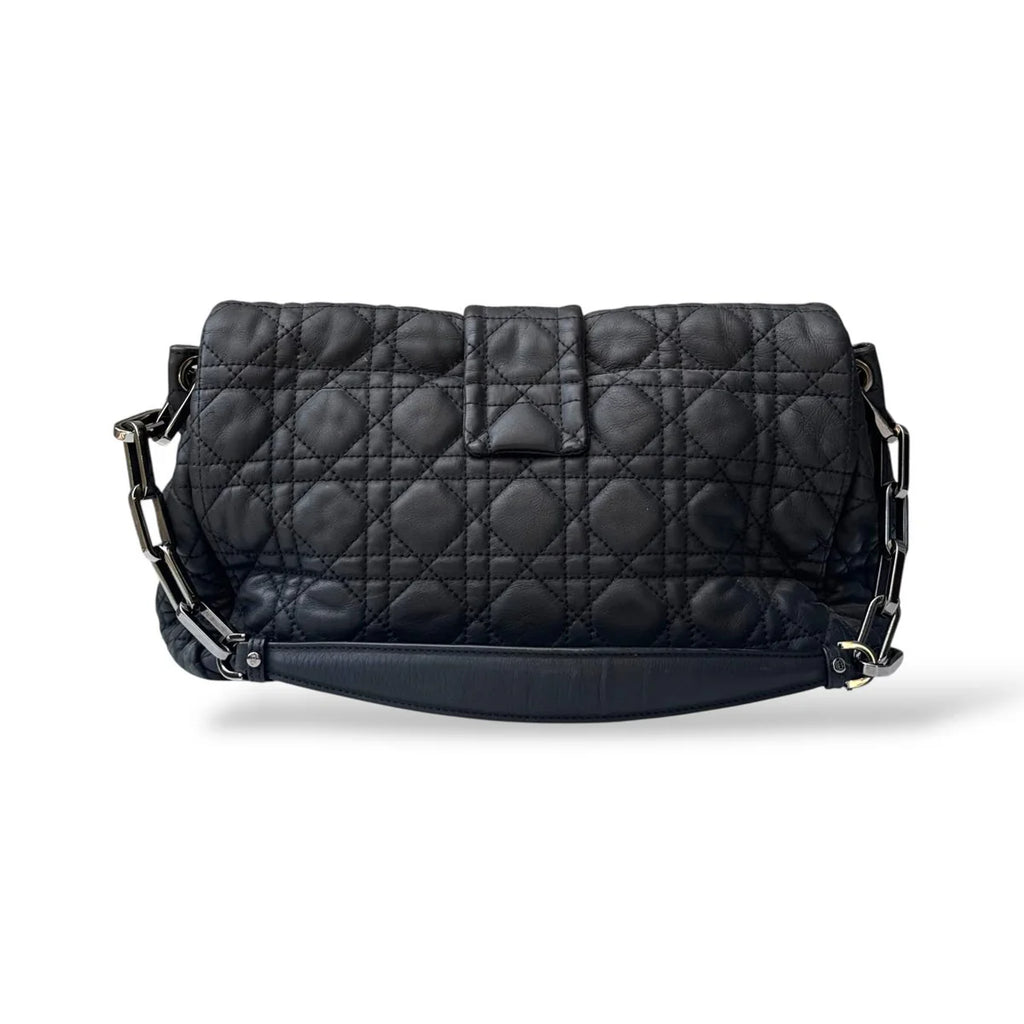 Dior Cannage New Lock Black Medium Lambskin Flap Bag