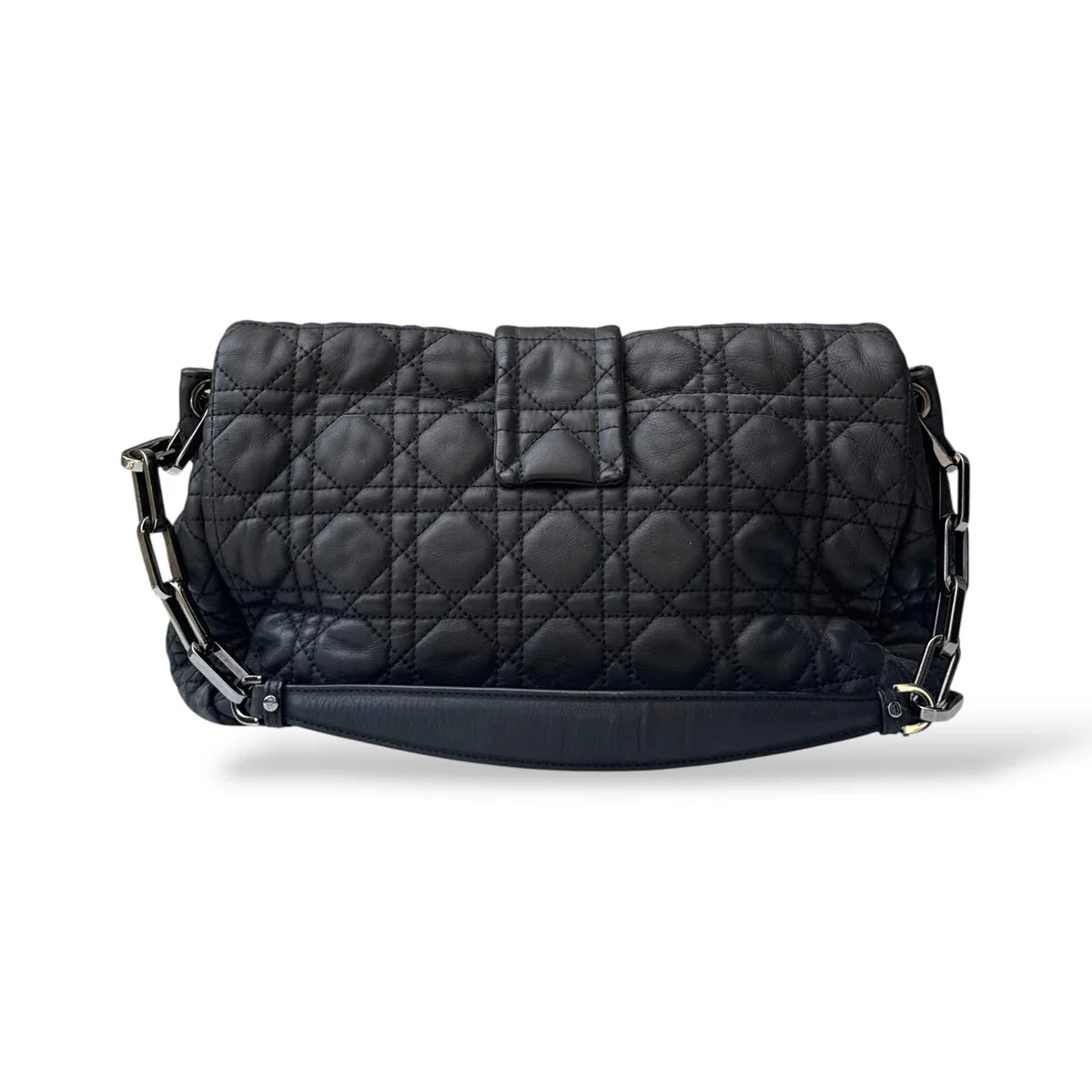 Dior Cannage New Lock Black Medium Lambskin Flap Bag