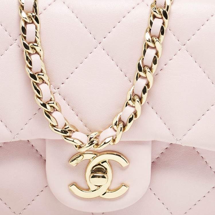 Chanel Pink Quilted Leather Resin Top Handle Flap Bag