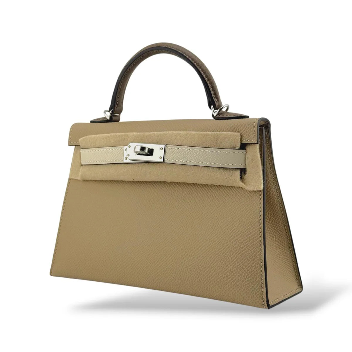 Hermes Kelly Mini Tricolor Tench/Craie/Etoupe Epsom PHW