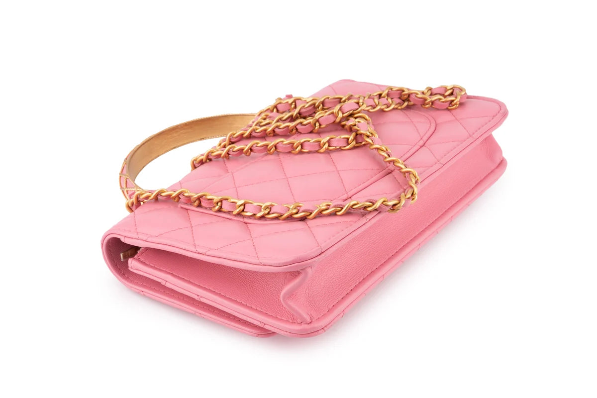 Chanel Quilted Top Handle WOC Lambskin Pink GHW