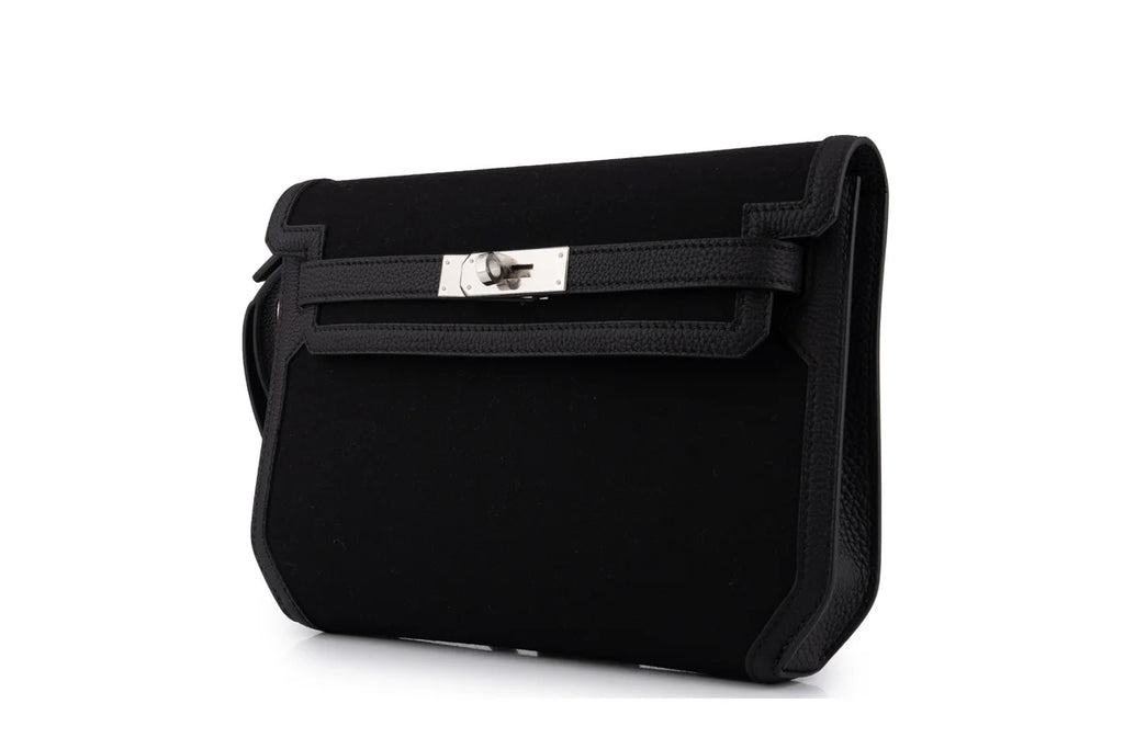 Hermès Kelly 25 Depeches Togo / Canvas Noir PHW
