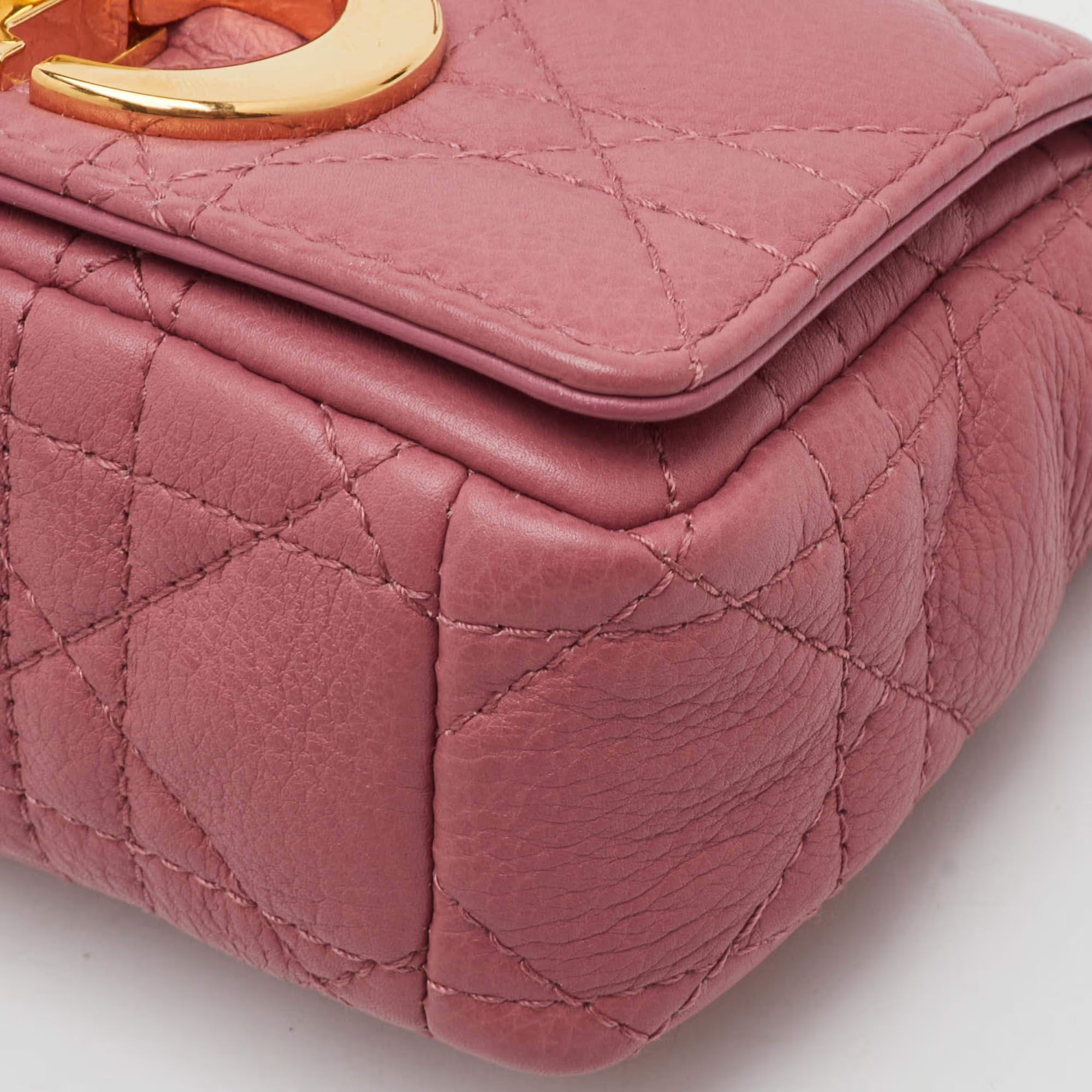 Dior Caro Micro Pink Cannage Leather Crossbody Bag