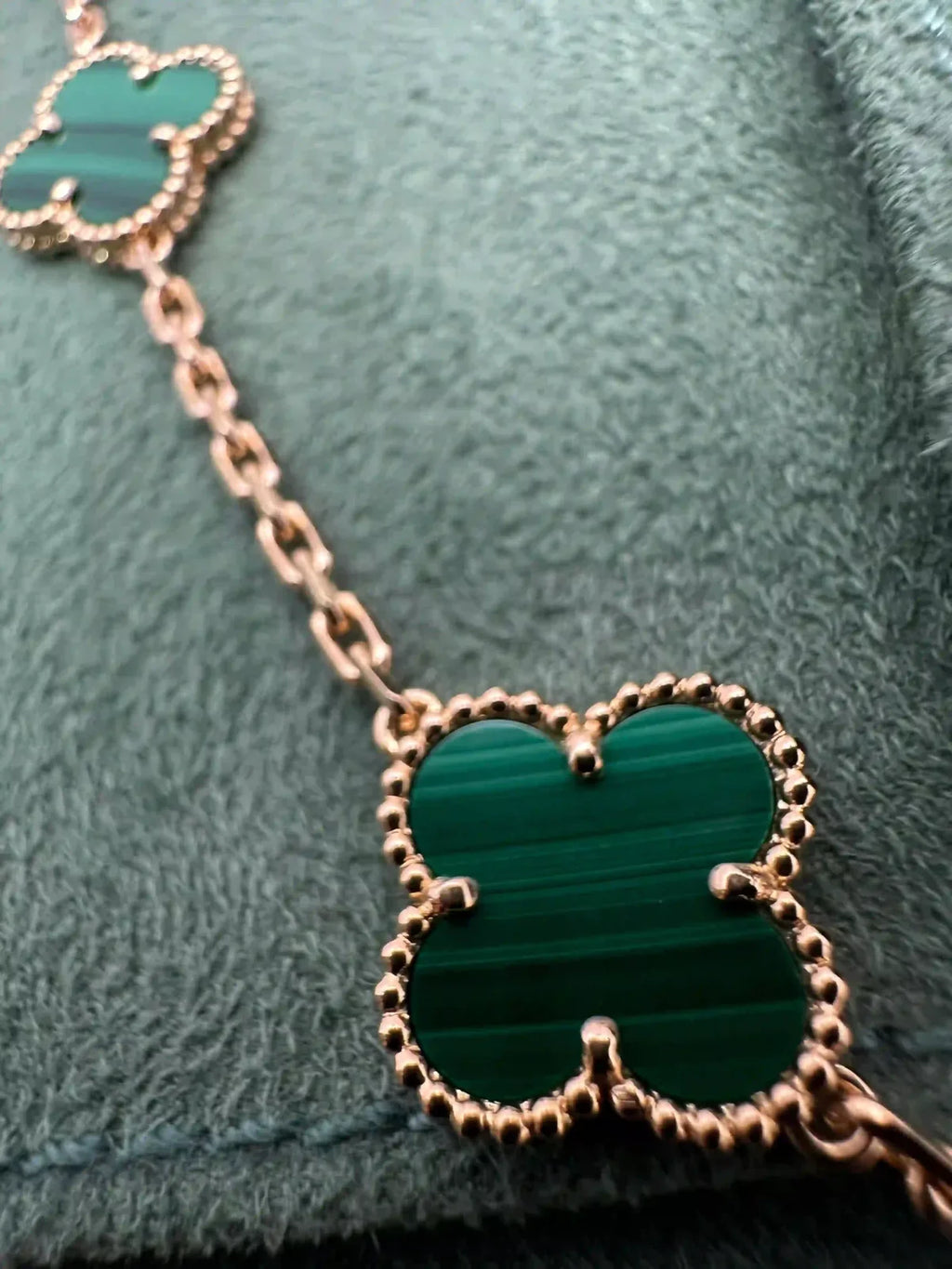 Van Cleef And Arpels Vintage Alhambra Long Necklace 20 Motifs Malachite
